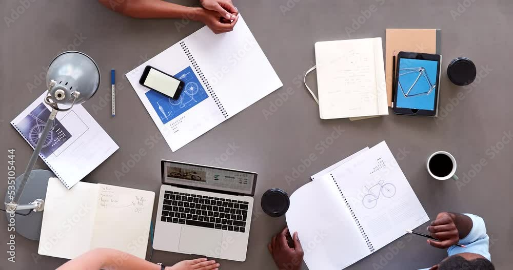 Aufkleber teamwork, design and technology with a team of creative business people working together as a team i