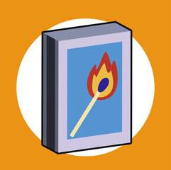 illustration of a burning match in a box