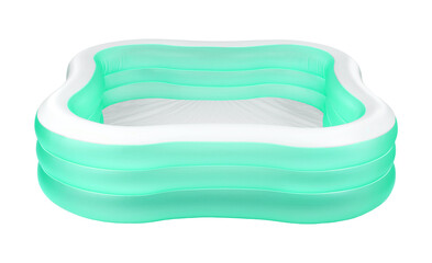 Colorful inflatable rubber pool on white background
