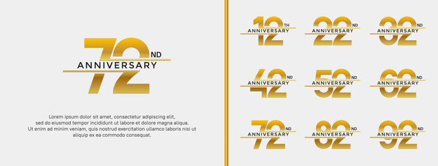 set of anniversary logo golden color on white background for celebration moment
