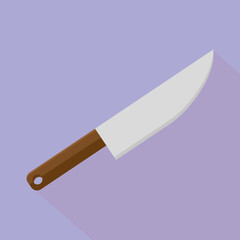Kitchen knife in flat style. Kitchen accessory. Knife for cutting meat. Vector illustration. Stock image.