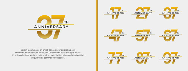 Fototapeta premium set of anniversary logo golden color on white background for celebration moment