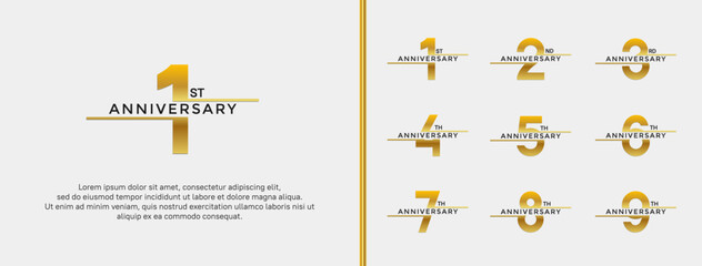 set of anniversary logo golden color on white background for celebration moment