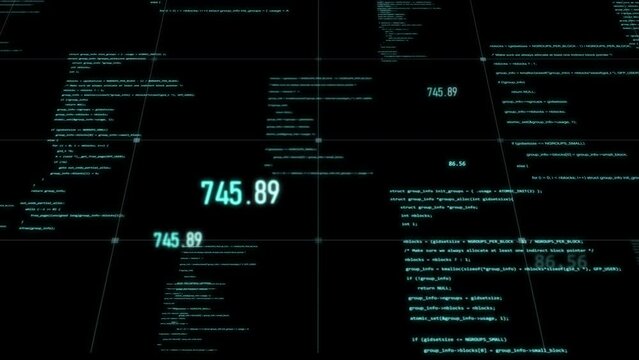 Futuristic abstract digital cyberspace with program code levitation.