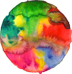 Watercolor colorful rainbow circle spot blot blob texture background isolated art