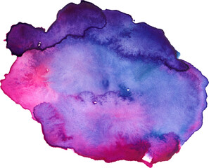 Watercolor colorful space galaxy purple violet blue pink blot blob spot texture background isolated art