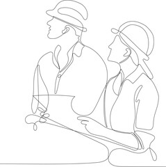 construction manager and engineer working on building site. Vector illustration