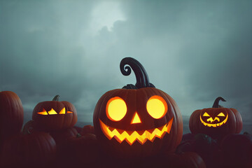 halloween pumpkin, jack-o-lantern, 3d render, 3d illustration