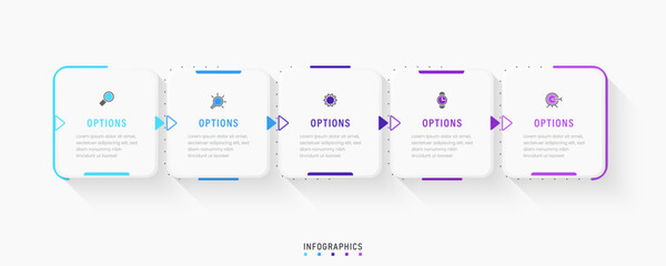 Vector Infographic label design template with icons and 5 options or steps. Can be used for process diagram, presentations, workflow layout, banner, flow chart, info graph.