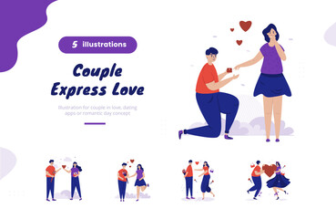 Couple expressing love illustration bundle pack