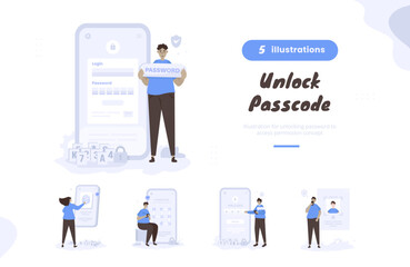 Unlock passcode login access illustration bundle pack