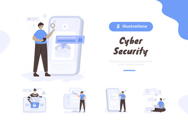 Cyber security illustration bundle pack