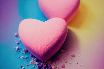 Fototapeta premium Valentine's day colorful hearts, abstract love background wallpaper