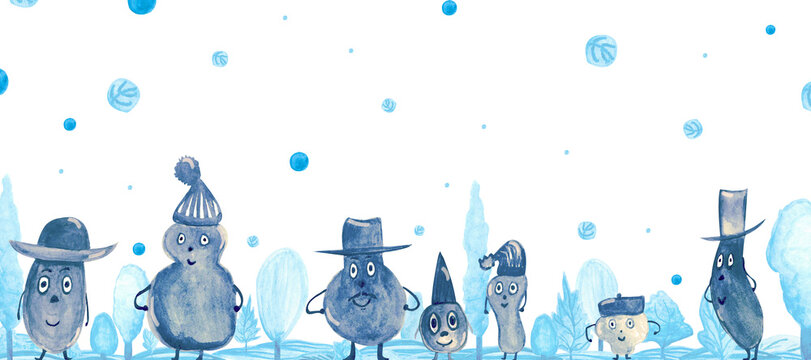 Watercolor illustration of christmas baby, winter doodle cartoon on white background for your design