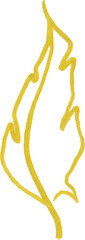 Golden yellow velvet feather ink symbol isolated art