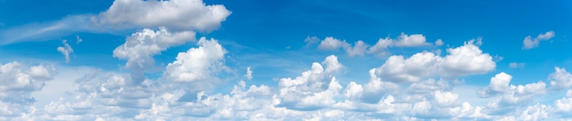 Naklejka na ściany i meble Panorama of blue sky and White cloud nature background.
