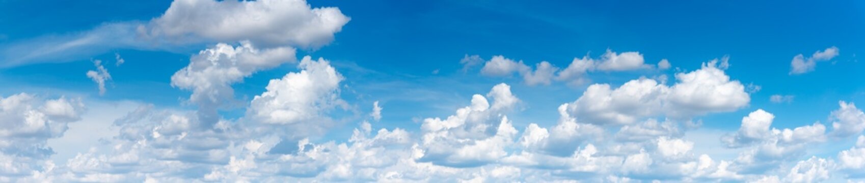 Panorama of blue sky and White cloud nature background.