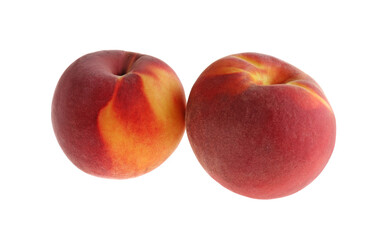 Delicious ripe juicy peaches isolated on white