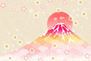 富士山　年賀状　和柄　背景	