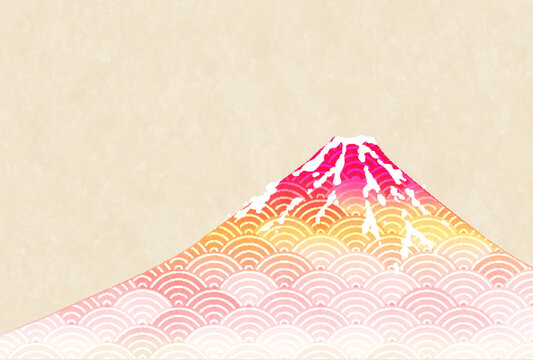 富士山　年賀状　和柄　背景	