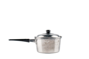 pot with black plastic handle isolated on transparent background