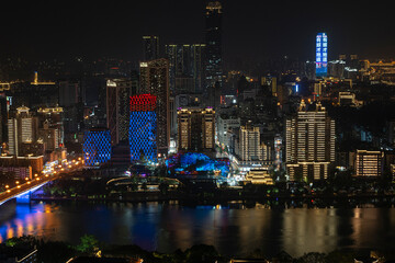 Obraz premium Liuzhou city skyline buildings in guangxi China
