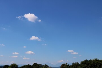 堤防からの爽やかな空　鬼怒川　栃木