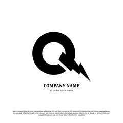 Unique letter Q with lightning  logo. for tour brand or business