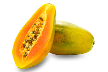 Healthy fresh fruit papaya from nature isolated on white background With a clipping path
