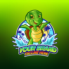 turtle mascot logo vector illustration