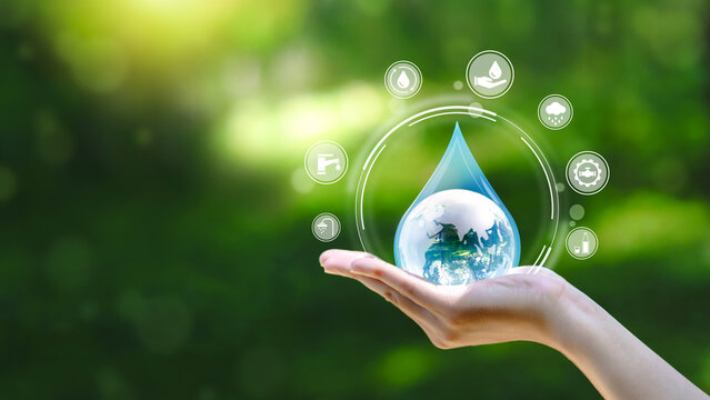 3D Water drop of Clean water,Single Blue Shiny Rain drop with water  splashes,Element Design concept for World Water day,Earth Day 16670731  Vector Art at Vecteezy
