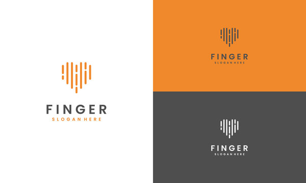 Heart Fingerprint scan logo design modern concept