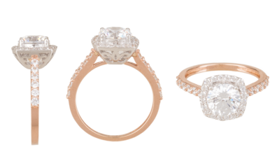 diamond engagement ring from different angles isolated with no background 