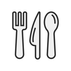 Cutlery Set Kitchen Set Tool Icon Flat Design