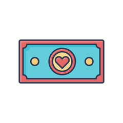 Money Donation Heart World Humanitarian Day Icon Flat Design
