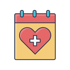 Fototapeta premium Heart Calendar World Humanitarian Day Icon Flat Design 