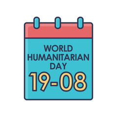 Calendar World Humanitarian Day Icon Flat Design 