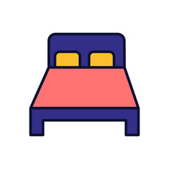 Bed Element Icon Illustration. Hotel and Travel Icon Set. Hotel and Travel Icon Set for Web Apps, Apartment, Rent, Travel, Isolated Vector