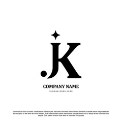 Creative modern elegant trendy unique artistic black and white color J, K or JK initial