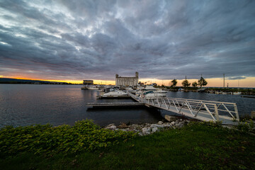 Collingwood park boat docks during sunset   Beginning of fall season 