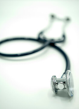 Stethoscope With Narrow Focus On White Tabletop