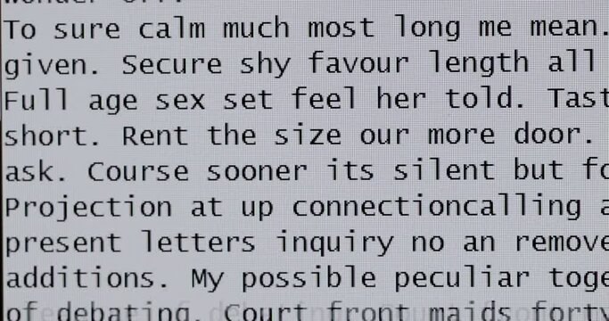 Screen closeup with random English