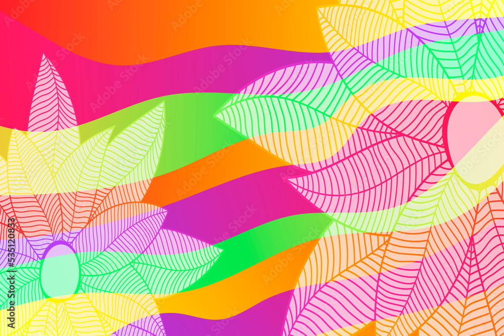 Poster abstract color background with waves and flower.