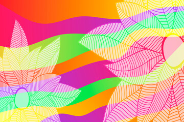 Abstract color background with waves and flower.