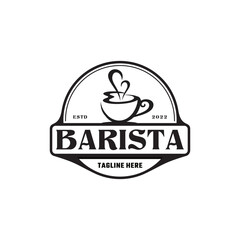 barista logo design, cafe, coffee, vector, vintage, coffee bar, coffee shop