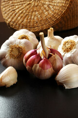 Closeup of brazilian spice garlic bulb and cloves. Spices of Brazil.