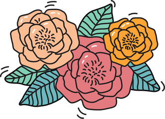 Flower illustration, decorative floral design element