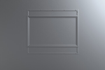 metallic silver wall with frame background 3d rendering