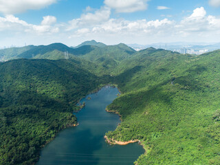 Fototapeta na wymiar Aerial photo of Shenzhen Meilin Reservoir 