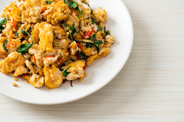 stir-fried egg with Thai basil and chilli